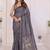 Grey linen checked saree with blouse