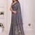 Grey linen checked saree with blouse