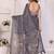 Grey linen checked saree with blouse