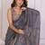 Grey linen checked saree with blouse