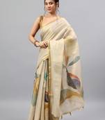 Off white tissue printed saree with blouse