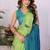 Lime pure linen printed saree with blouse