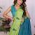 Lime pure linen printed saree with blouse