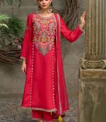 Women Ethnic Motifs Embroidered Regular Thread Work Kurta with Trousers & With Dupatta