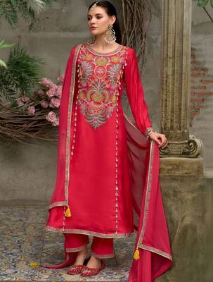 Women Ethnic Motifs Embroidered Regular Thread Work Kurta with Trousers & With Dupatta 2