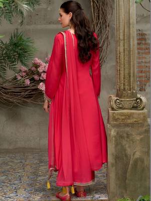Women Ethnic Motifs Embroidered Regular Thread Work Kurta with Trousers & With Dupatta 3