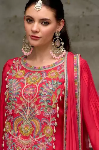 Women Ethnic Motifs Embroidered Regular Thread Work Kurta with Trousers & With Dupatta