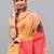 Yellow pure georgette printed saree with blouse