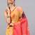 Yellow pure georgette printed saree with blouse