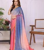 Multicolor linen checked saree with blouse