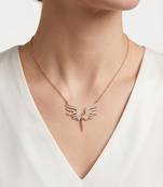 925 Sterling Silver Rose Gold  Angel Wings Pendant Necklace Set  for Women