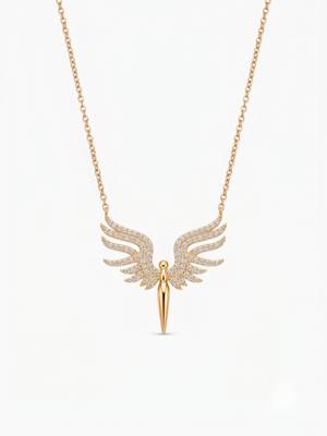 925 Sterling Silver Rose Gold  Angel Wings Pendant Necklace Set  for Women 3