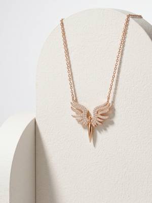 925 Sterling Silver Rose Gold  Angel Wings Pendant Necklace Set  for Women 5
