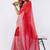 Red linen striped saree with blouse
