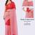 Red linen striped saree with blouse