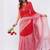 Red linen striped saree with blouse