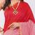 Red linen striped saree with blouse