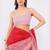 Red linen striped saree with blouse