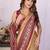 Gold linen printed saree with blouse