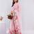 Pink linen printed saree with blouse