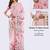 Pink linen printed saree with blouse