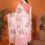 Pink linen printed saree with blouse