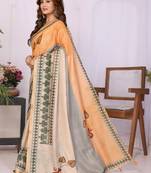 Orange linen  saree with blouse