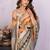 Orange linen  saree with blouse