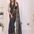 Charcoal linen printed saree with blouse