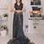 Charcoal linen printed saree with blouse