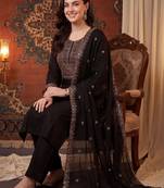 Women Ethnic Motifs Embroidered Regular Kurta with Palazzos & With Dupatta