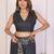 Charcoal linen printed saree with blouse