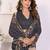 Charcoal linen printed saree with blouse