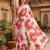 Off white linen printed saree with blouse