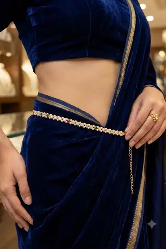  kamarpatta (waist belt)   kundan & agate stone   gold plated