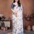 Off white linen printed saree with blouse
