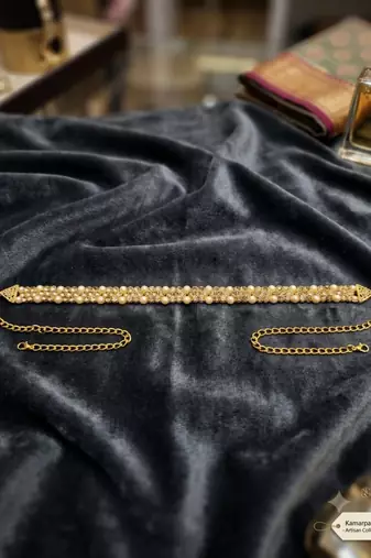 kamarpatta (waist belt)   kundan & agate stone   gold plated