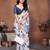 Off white linen printed saree with blouse