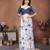 Off white linen printed saree with blouse