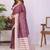 Violet linen striped saree with blouse