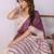 Violet linen striped saree with blouse