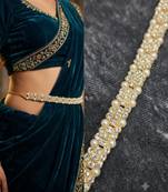 white kamarpatta (waist belt)   kundan & agate stone   gold plated