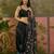 Black linen printed saree with blouse
