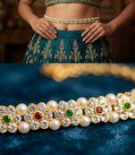 kamarpatta (waist belt)   kundan & agate stone   gold plated