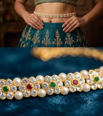  kamarpatta (waist belt)   kundan & agate stone   gold plated 2