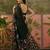 Black linen printed saree with blouse