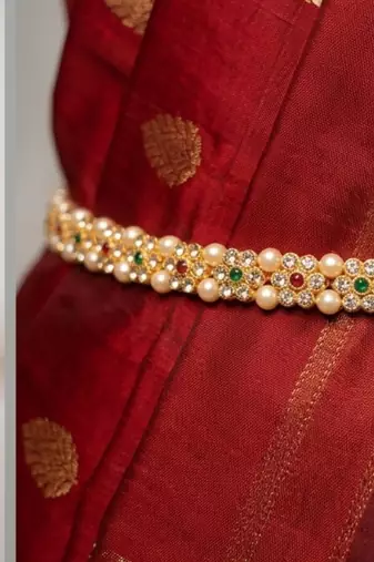  kamarpatta (waist belt)   kundan & agate stone   gold plated