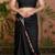 Black linen printed saree with blouse