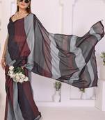 Multicolor linen striped saree with blouse
