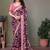 Pink chiffon printed saree with blouse
